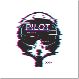 Jet Pilot Glitch Helmet Posters and Art